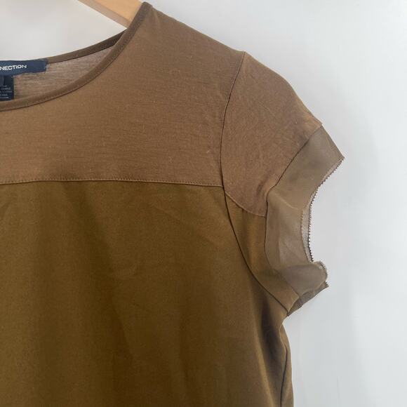 FRENCH CONNECTION Top Size Small Sheer Polly Raw Edge Hi Low Classic Capsule - Picture 5 of 8